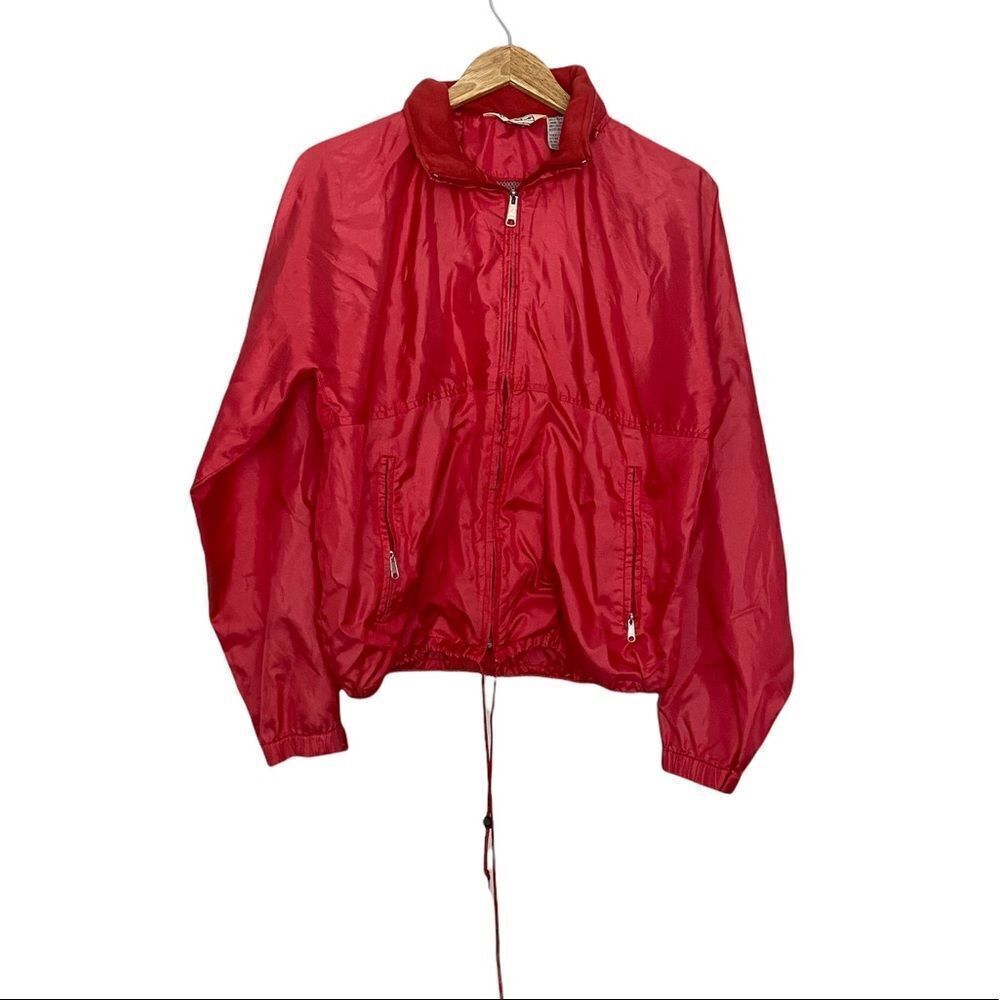 Vintage L.L.Bean Red Packable Lightweight Windbreaker Jacket Women's Size Large